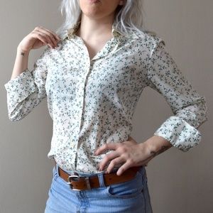 Vintage Floral Silk Button-up Top
